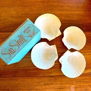 Vintage Sea Shell 4 Appetizer Shrimp Cocktail Plates In Box